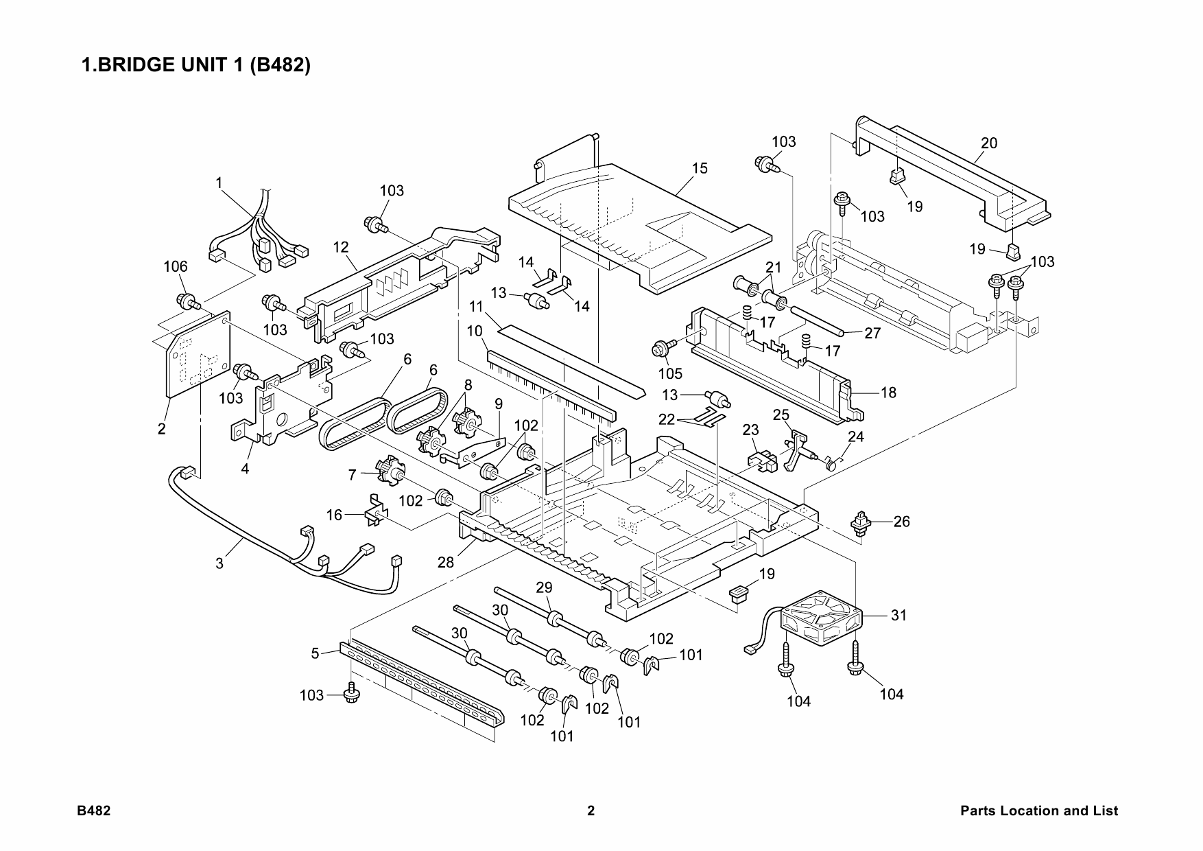 RICOH Options B482 BRIDGE-UNIT-TYPE-1232 Parts Catalog PDF download-2